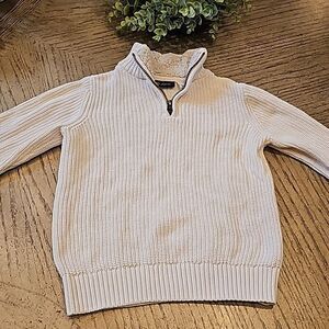 Boys quarter zip sweater sherpa collar 5/6 cream white New Condition